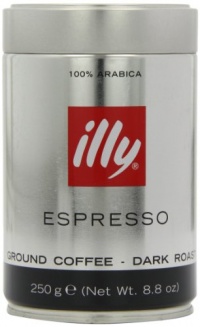 illy, Ground Espresso Coffe, Dark Roast, 8.8-Ounce Tins (Pack of 2) illy, Ground Espresso Coffe, Dark Roast, 8.8-Ounce Tins (Pack of 2)