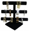 Black Velvet Triple Tier Jewelry Bracelet Organizer Display Stand