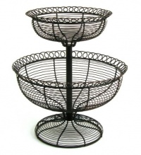 2 Tier French Loop Wrought Iron Basket - Brushed Copper Finish 2 Tier French Loop Wrought Iron Basket - Brushed Copper Finish