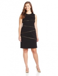 Calvin Klein Women's Plus-Size Seamed Dress With Zigzag Zipper