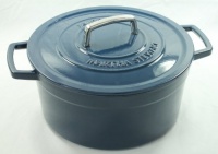 Cobalt Blue Enameled Cast Iron 6 Qt. Round Dutch Oven Casserole Cobalt Blue Enameled Cast Iron 6 Qt. Round Dutch Oven Casserole