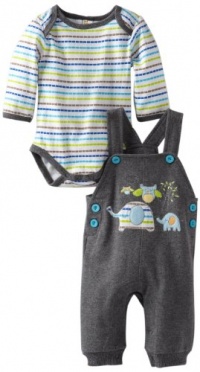 ABSORBA Baby-Boys Newborn Elephant Overall Set, Grey, 3-6 Months