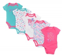 Rocawear Classic Newborn Girls Pink & Teal 5Pc Bodysuit Set (3/6M)