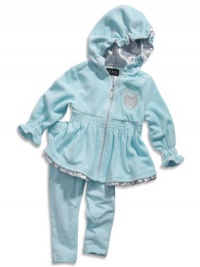 GUESS Kids Girls Baby Girl Velour Two-Piece Set (12-24m), AQUA (18M) GUESS Kids Girls Baby Girl Velour Two-Piece Set (12-24m), AQUA (18M)