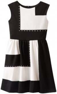 Blush by Us Angels Girls 7-16 Colorblock Dress with Stud Details, Black/Ivory, 8 Blush by Us Angels Girls 7-16 Colorblock Dress with Stud Details, Black/Ivory, 8