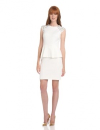 Jessica Simpson Women's Studded Shoulder Peplum Dress With Belt Jessica Simpson Women's Studded Shoulder Peplum Dress With Belt