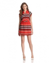BCBGeneration Women's Shirred Neck Dress, Bright Red Combo, Large BCBGeneration Women's Shirred Neck Dress, Bright Red Combo, Large