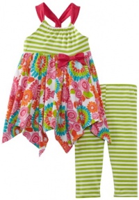 Bonnie Jean Girls 2-6X Stripe To Print Hankyhem Legging Set, Green, 3T Bonnie Jean Girls 2-6X Stripe To Print Hankyhem Legging Set, Green, 3T