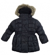 Steve Madden Big Girls Black Faux Fur Trim Outerwear Coat (14/16) Steve Madden Big Girls Black Faux Fur Trim Outerwear Coat (14/16)