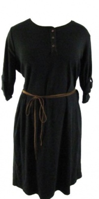 Ralph Lauren Plus Size Black Knit Henley Faux Suede Belted Dress 3X Ralph Lauren Plus Size Black Knit Henley Faux Suede Belted Dress 3X