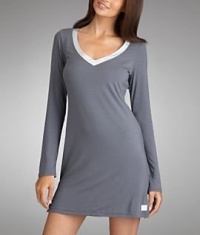 Calvin Klein Womens Essentials With Satin Long Sleeve Nightdress, Black, Large Calvin Klein Womens Essentials With Satin Long Sleeve Nightdress, Black, Large