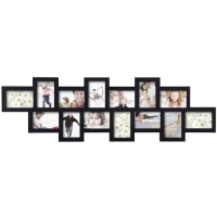 ADECO PF0213 14-Opening Black Wood Wall Hanging Collage Photo Picture Frame - Home Decor Wall Art, Holds 4x6 and 6x4 inch Photos ADECO PF0213 14-Opening Black Wood Wall Hanging Collage Photo Picture Frame - Home Decor Wall Art, Holds 4x6 and 6x4 inch Photos