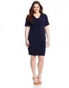 AGB Women's Plus-Size Surplice Neck Spliced Detail Dress