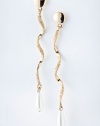 TRENDY FASHION SPIRAL PEARL DROP EARRINGS BY FASHION DESTINATION | (Gold)