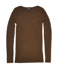 Ralph Lauren Sport Women Long Sleeve Pony Logo V-Neck T-shirt (M, Brown) Ralph Lauren Sport Women Long Sleeve Pony Logo V-Neck T-shirt (M, Brown)
