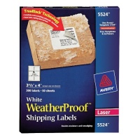 Avery 5524 Weatherproof laser shipping labels, 3-1/3 x 4, 300/pack Avery 5524 Weatherproof laser shipping labels, 3-1/3 x 4, 300/pack