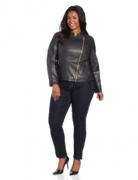 Calvin Klein Women's Plus-Size Embossed Faux Leather Moto Jacket Calvin Klein Women's Plus-Size Embossed Faux Leather Moto Jacket