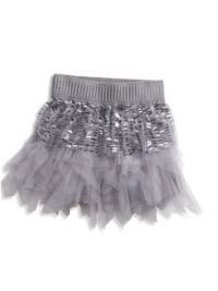 GUESS Kids Girls little girl allover sequin tulle skirt, SILVER (4)