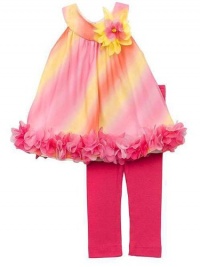 Rare Editions Girls 4-6x Ombre Petal Hem Chiffon Top Leggings set, Pink, 6 Rare Editions Girls 4-6x Ombre Petal Hem Chiffon Top Leggings set, Pink, 6