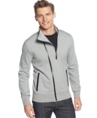 Symmetry? Save it for the math teachers. We'll take this moto-inspired zip jacket from Calvin Klein and all of it's asymmetrical style. Symmetry? Save it for the math teachers. We'll take this moto-inspired zip jacket from Calvin Klein and all of it's asymmetrical style.