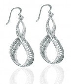 CleverEve Designer Series Diamond Textured Infinity .925 Sterling Silver Dangle Earrings - French Wire 40.00 x 19.00mm