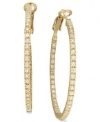 B. Brilliant Earrings, 18k Gold Over Sterling Silver, Cubic Zirconia Hoop Earrings