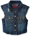 Freestyle Revolution Girls 7-16 Jordan Raw Edge Denim Vest, Perfect Blue, Medium