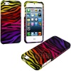 myLife (TM) Rainbow + Black Zebra Stripes Series (2 Piece Snap On) Hardshell Plates Case for the iPhone 5/5S (5G) 5th Generation Touch Phone (Clip Fitted Front and Back Solid Cover Case + Rubberized Tough Armor Skin + Lifetime Warranty + Sealed Inside myL