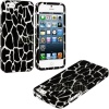 myLife (TM) Black + White Giraffe Spot Print Series (2 Piece Snap On) Hardshell Plates Case for the iPhone 5/5S (5G) 5th Generation Touch Phone (Clip Fitted Front and Back Solid Cover Case + Rubberized Tough Armor Skin + Lifetime Warranty + Sealed Inside 