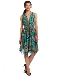 Evan Picone Women's Printed Hanky Hem Chiffon Dress