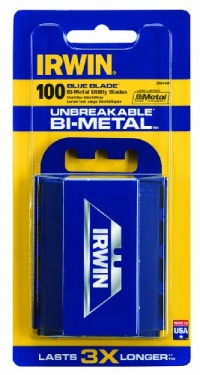 Irwin Industrial Tools 2084400 Bi-Metal Blue Utility Blade, 100-Pack