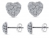 925 Sterling Silver Cubic Zirconia Heart Shape Stud Earrings