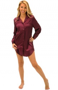 Del Rossa Women's Sexy Satin Nightshirt with Sleep Mask - Sleepshirt