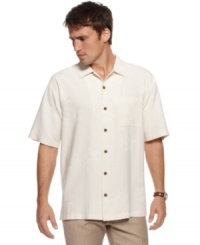 Simple summer style is a breeze with this button-front shirt from Tommy Bahama. Simple summer style is a breeze with this button-front shirt from Tommy Bahama.
