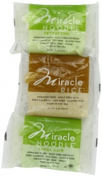 Miracle Noodle 6 bag Variety Pack, 4.2-Pound (Includes: 2 Shirataki Angel Hair, 2 Shirataki Rice & 2 Shirataki Fettuccini) Miracle Noodle 6 bag Variety Pack, 4.2-Pound (Includes: 2 Shirataki Angel Hair, 2 Shirataki Rice & 2 Shirataki Fettuccini)