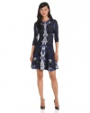 BCBGMAXAZRIA Womens Alma Relief Jacquard Lace A-Line Dress