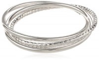 Sterling Silver 4mm Triple Single Diamond-Cut and Classic Bangle Bracelet