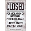 (13x19) Prohibition Act Closed Sign Notice Poster