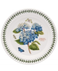 Grow your Botanic Garden collection with the blue hydrangea dinner plate. Lifelike blooms and Portmeirion's classic triple-leaf border grace white porcelain to complement the beloved dinnerware pattern. Grow your Botanic Garden collection with the blue hydrangea dinner plate. Lifelike blooms and Portmeirion's classic triple-leaf border grace white porcelain to complement the beloved dinnerware pattern.