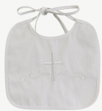 Lito White Embroidered Cotton Christening Baptism Boy's Bib Lito White Embroidered Cotton Christening Baptism Boy's Bib