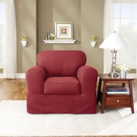 Sure Fit 107927275A_MERLT Twill Supreme Chair Slipcover, Merlot Sure Fit 107927275A_MERLT Twill Supreme Chair Slipcover, Merlot