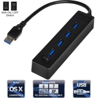 Sabrent 4 Port Portable USB 3.0 Hub with Power Switch for Ultra Book, MacBook Air, Windows 8 Tablet PC - Black (HB-U3P4) Sabrent 4 Port Portable USB 3.0 Hub with Power Switch for Ultra Book, MacBook Air, Windows 8 Tablet PC - Black (HB-U3P4)