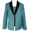 KASPER Women's Plus Size 2-Piece Jacket and Blouse-AQUA/BLACK-16