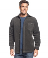 Layer up for fall in style with this fleece jacket from Tommy Bahama. Layer up for fall in style with this fleece jacket from Tommy Bahama.