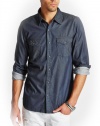 GUESS Men's Logan Long-Sleeve Denim Shirt in Indigo Rinse
