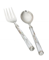 Enhance the elegant style of any special occasion with the beauty of Mother of Pearl. Slim lines of carved steel trim surround each salad server handle with classic style, only from Lauren by Ralph Lauren. Enhance the elegant style of any special occasion with the beauty of Mother of Pearl. Slim lines of carved steel trim surround each salad server handle with classic style, only from Lauren by Ralph Lauren.