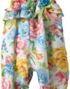 Bonnie Baby Girls Infant Cabbage Rose Print Chiffon Coverall