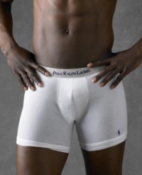 Classic 2-pack of essential solid boxer briefs in refined knit cotton jersey from Polo Ralph Lauren. Classic 2-pack of essential solid boxer briefs in refined knit cotton jersey from Polo Ralph Lauren.