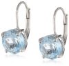 Sterling Silver 8mm Round Blue Topaz Lever Back Earrings