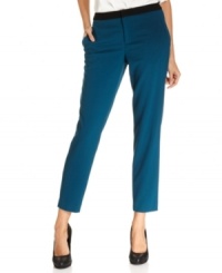 Calvin Klein's ponte-knit ankle pants look extra chic with a contrasting waistband. Calvin Klein's ponte-knit ankle pants look extra chic with a contrasting waistband.
